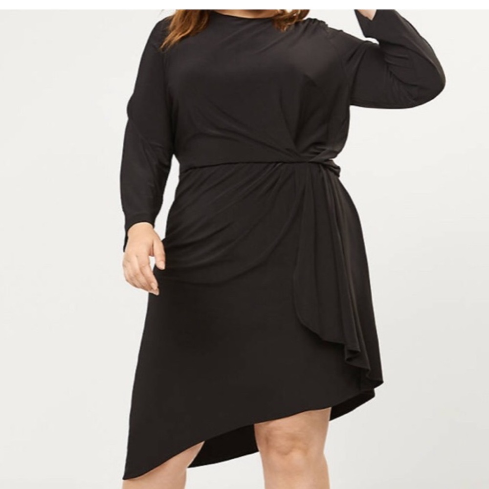 Lane Bryant | Black Long Sleeve Cocktail Asymmetrical Dress Plus Size 18 Size 20